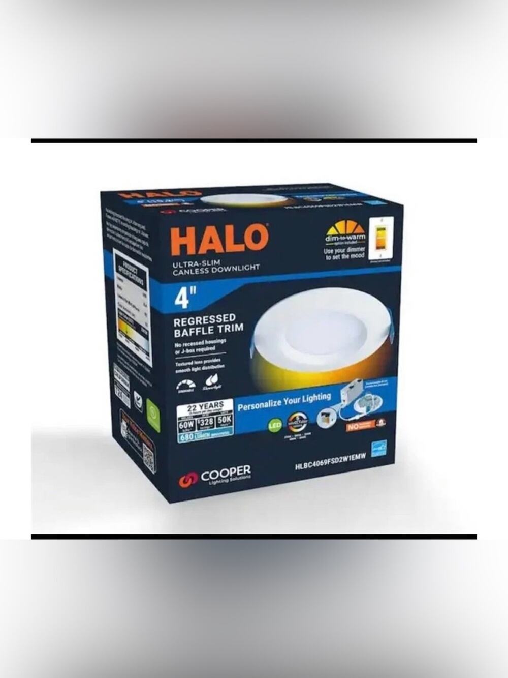 HALO 4” Ultra-Slim LED Recessed Downlight White New In Box Dimmable